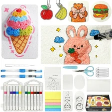 Rhevosil 57 Pcs Magic Foam Texture Painting Kit, Magical 3D Effect Painting K...