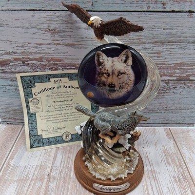 VTG Bradford Exchange Evening Patrol Wolf Eagle Sculpture Limited Edition w/COA