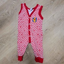 winnie the pooh Vintage Pooh Bear Red Gingham Sleeveless Snap bodysuit Size 0-3M