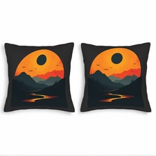 Set of 2 18x18in Throw Pillow Covers - Vibrant Sunset Landscape Design