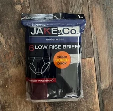 JAKE&CO UNDERWEAR Cotton Low Rise Briefs 6 Pack Black Grey Navy Men Large