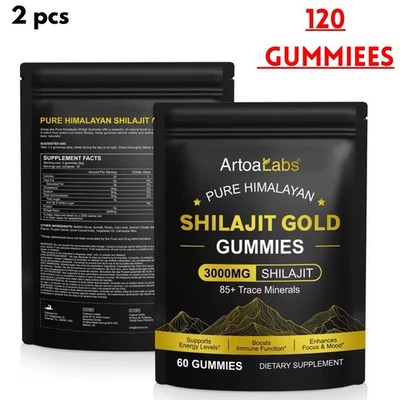 AROTA 2 pcs Pure Himalayan Shilajit Gold Gummies 3000MG 120 Gummies FREE DELIVERY