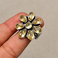 Citrine Gemstone Handmade 925 Sterling Silver Jewelry Ring Size 6.5