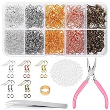 Earring Hooks, 1400pcs Making Kit with 200pcs Ear Ring 1000pcs Jump Rings,