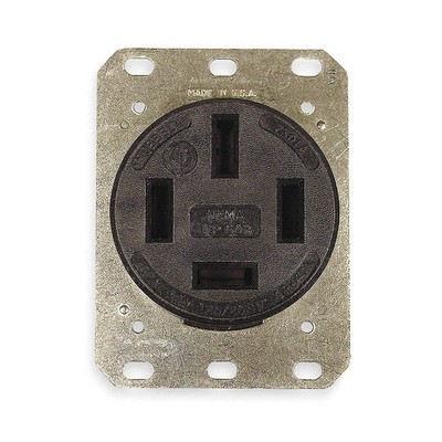 HUBBELL HBL7301A Recept,Black,60 A,4P4W,Back; Side,1PK 3D240