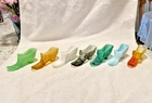 7 Vintage Glass Button and Daisy Various colors Fenton/Kanawaha slippers/shoes