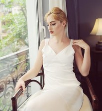 100 Silk Maxi Dress  White Long Nightgown  Luxury Bridal wear, Evening Dress