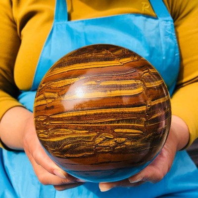 Rare 6.68 LB Natural Tiger's Eye Sphere Tumbled Tiger's Eye Ball Healing 4305