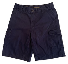 Lands End Navy Blue Uniform Cargo Shorts Youth Large Sz 12 Boys Elastic Waist
