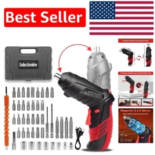 Precision Cordless Screwdriver Set, 3.6V Power, 46 Bits & Illuminating LED Light