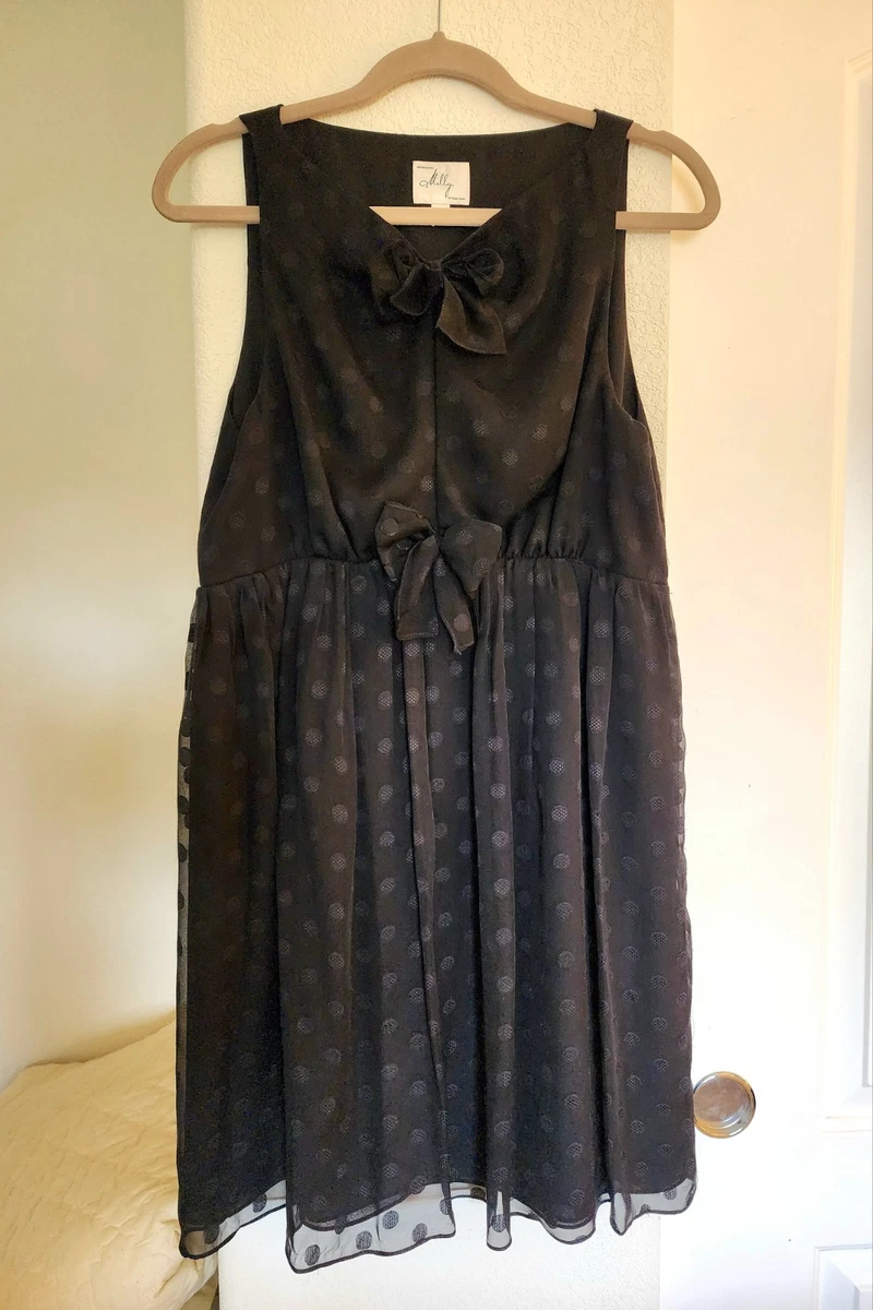 Robe Milly En Soie 100% à Pois Vert Blanc Bleu - Taille 6 - Occasion Très Bon état