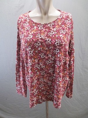 Croft&Barrow Size 1X Womens Multicolor Flowers 100% Cotton Soft Comfy Tee 623
