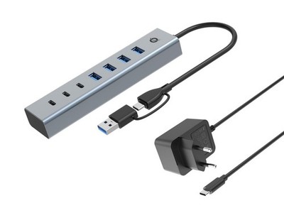 Conceptronic Hubbies20GP 7-Port USB 3.0 Hub With Power Adapter, 5Gbps, USB ~E~