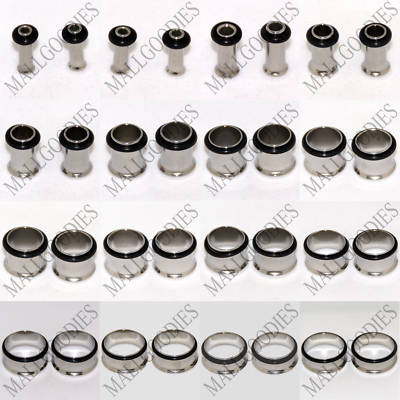V004 Steel Single Flare Flesh Tunnels Earlets Plugs Gauges 10G~2'' - 2.5mm~50mm 