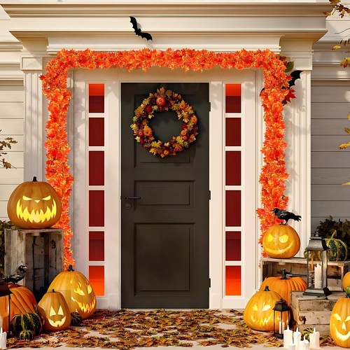 Zuvas 24 Pcs 168 Ft Fake Maple Leaf Vines Fake Leaves, Artificial Ivy Garland, - Bild 3 von 7