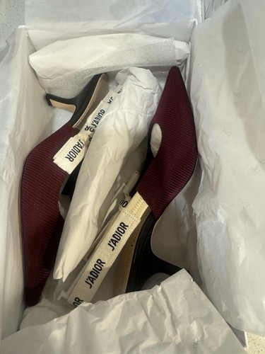 Christian Dior Rouge Noir Technical Fabric J'Adior Slingback 2.5" 65mm Heel Sz39 - Picture 3 of 7