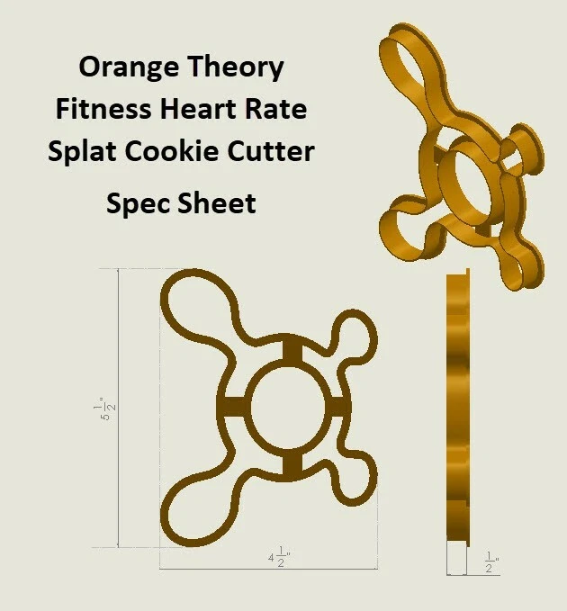 Cortador de galletas o fondant Orange Theory Fitness frecuencia cardíaca punto de salpicadura, Play Doh Foto 2 de 4