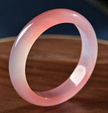 Natural Pretty 56-62mm Pink white Jade Gemstone Bangle Bracelet AAA