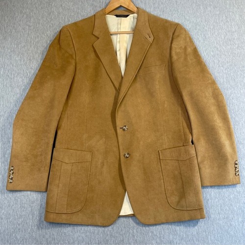 Cambridge Sport Coat Jacket Men’s Size 44 Tall Tan Polyester Blend Vintage