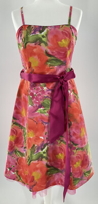 bnwt £90 debut debenhams pink floral A line removable straps dress uk 12 #7
