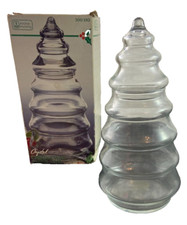 Anchor Hocking 2 Piece Crystal Christmas Tree 25 Oz Made In USA