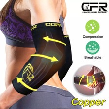4x Elbow Support Arm Brace Copper Compression Sleeve Joint Arthritis Pain Relief