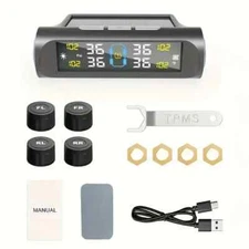 Universal TPMS Wireless Solar Tire Pressure Monitoring System 4 External Sensors