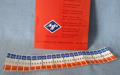  ️ SUPER-8-FILM KLEBEFOLIEN AGFA für KLEBEPRESSE NEU 10 Stk CINE SPLICING TAPES