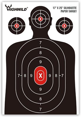 Paper Shooting Range Silhouette Targets - Adult, Black and White