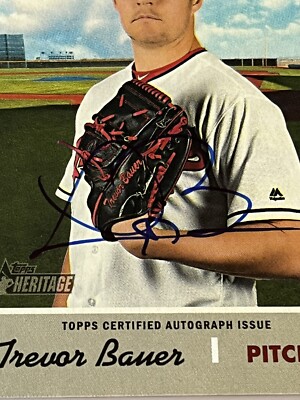 RC Trevor Bauer 直書きサイン on card auto インスク Trevor Bauer 2019 Topps Heritage Real One Auto SP Card Cleveland