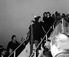 Beatles walk down to the tarmac from their plane 1964 Old Photo 1