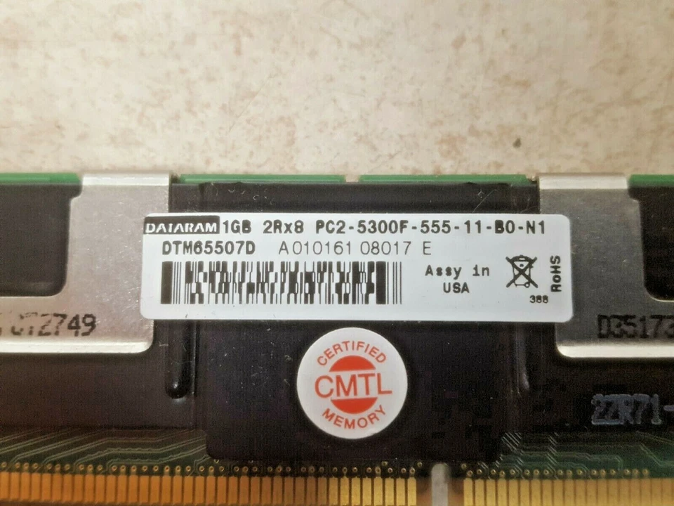 Kit of 8 DataRam 1GB PC2-5300 DDR2-667MHz ECC Reg Memory Module DTM65507G FS! - Image 2 of 3