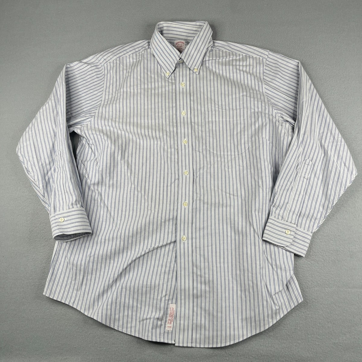 Brooks Brothers Shirt Madison 16.5 WHite Gray Striped Button