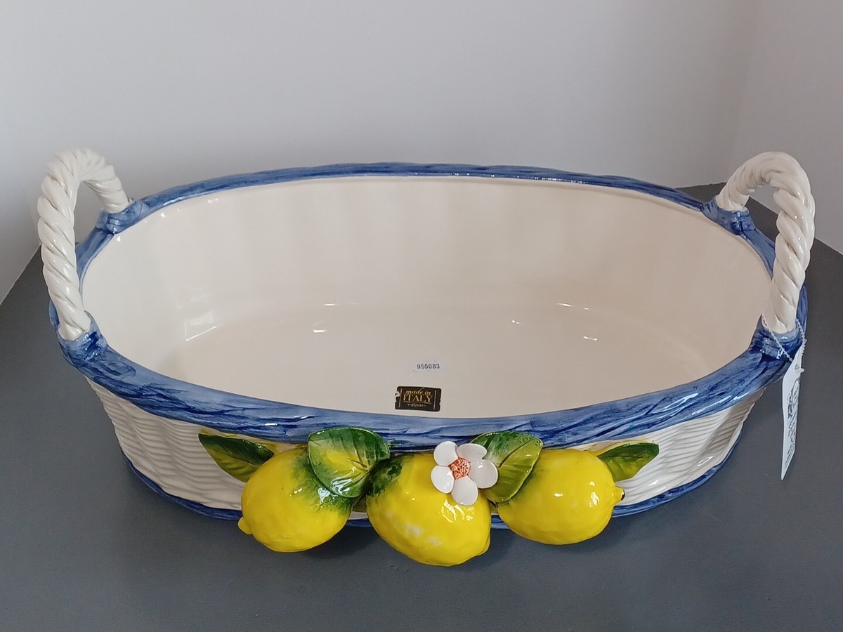 Ceramiche D' arte F.L. Made In Italy Woven Lemon Ceramic Basket | eBay
