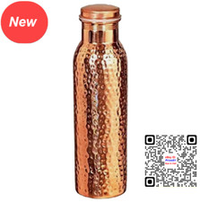 34oz Pure Copper Water Bottle - Handmade Hammered Finish - Ayurvedic Health USA