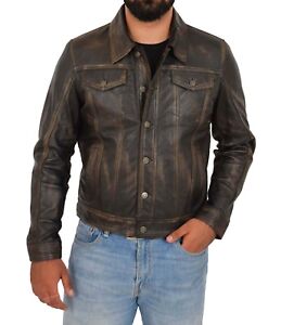 trucker leather jacket mens