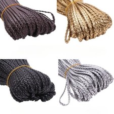 5M DIY 5mm Shiny PU Leather Braided Rope Flat Cord Ribbon Bracelet Accessory
