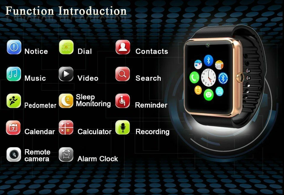 Reloj inteligente Bluetooth a prueba de sudor teléfono GSM para hombres mujeres niños niñas Android regalo Foto 3 de 4