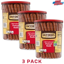 Snyder's of Hanover, Old Fashioned Pretzel Rods, 27 oz Canister, 3 Packs