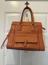 Talbots Large Leather Overnight Handbag Camel Color Used Once
