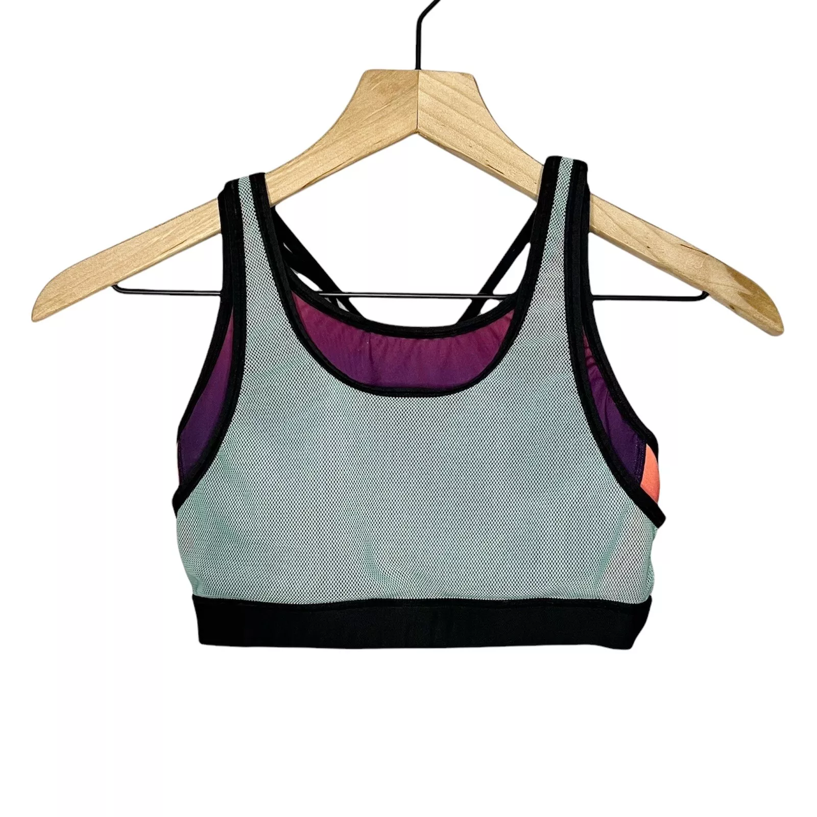 sweaty-betty ombre colorblock mesh layered strappy tank-bra