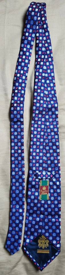 Corbata de cuello Equestrian Firenze para hombre 100 % seda azul geométrica hecha en Italia Foto 2 de 4