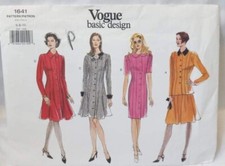 SALE Uncut Miss 6 8 10 Dress Skirt Top Short Long Slv Vogue Sewing Pattern 1641