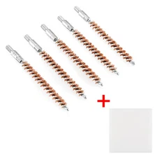 5 X Bronze Bristle Bore Cleaning Brush .22 Caliber 8x32 Thread with 50 Patches