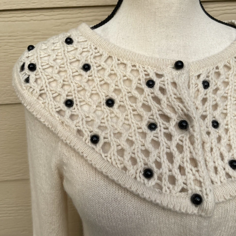 SUÉTER CÁRDIGAN CON CUENTAS SLEEPING ON SNOW ANTHROPOLOGIE BLANCO ROTO XS Foto 2 de 4