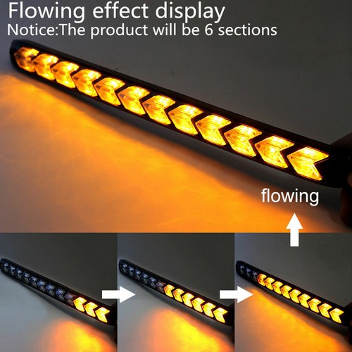 2x Car 6 LED Amber/White Switchback Flowing Strip Arrow DRL Turn Signal Light BC - Picture 2 of 9