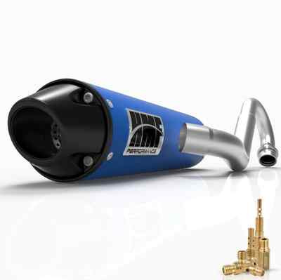 HMF PERFORMANCE FULL EXHAUST BLUE W/ BLACK EURO CAP + JET KIT LTZ 400 03 - 08