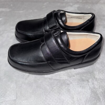 Boxer Dogs Mens Sz 9.5 ExWide 6E Orthopedic Diabetic Shoes Black Leather Comfort