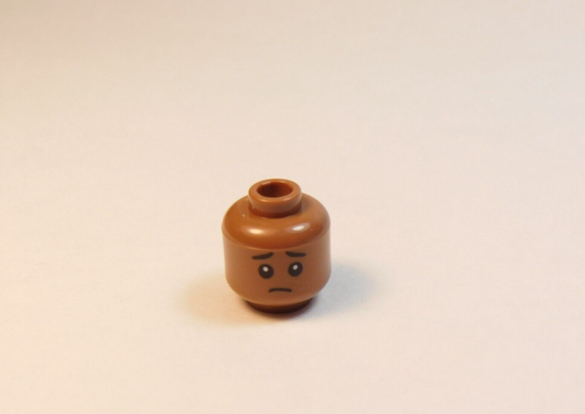 LEGO Medium Brown Dual Sided Printed Head Minifig Frown Mouth Open