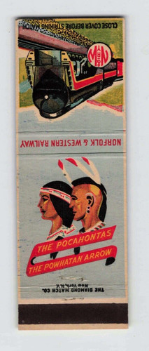 Vintage Norfolk and Western Railway The Pocahontas Powhatan Arrow Matchbook